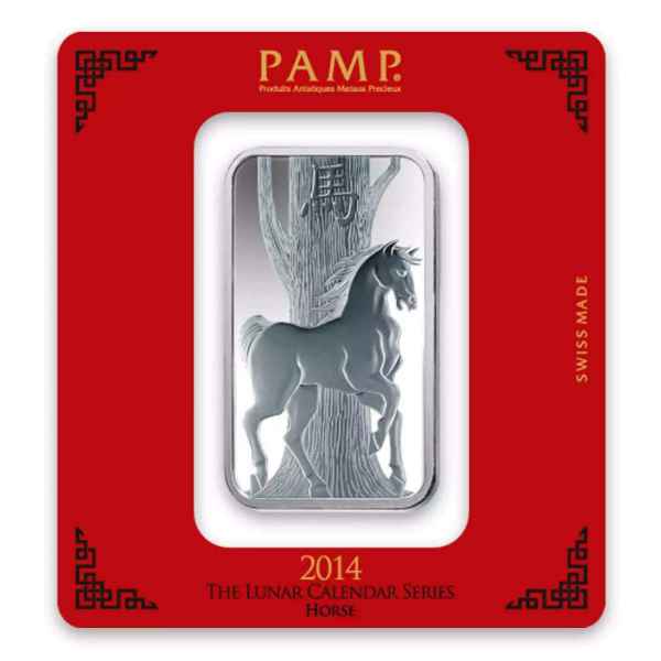 2014 PAMP Lunar Horse 100g Silver Bar