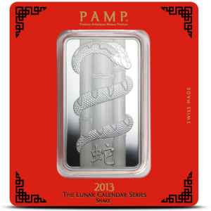2013 PAMP Lunar Snake 100g Silver Bar