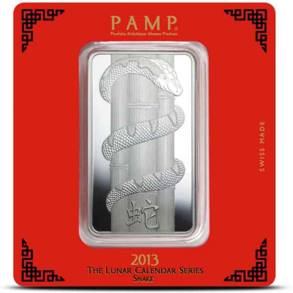 2013 PAMP Lunar Snake 100g Silver Bar
