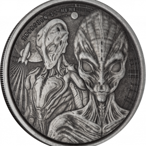 2023 Ghana Alien Invasion 1oz Silver Antique Coin