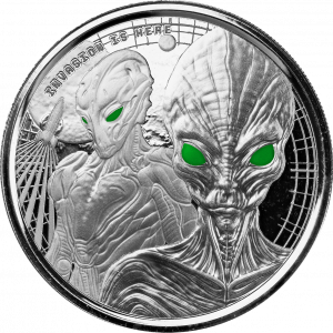 2023 Ghana Alien Invasion 1oz Silver with Colour Proof Coin