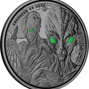 2023 Ghana Alien Invasion 1oz Silver Black Rhodium Plated Coin